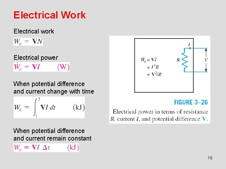 Electrical Work Electrical work Electrical power When potential difference and current change with time