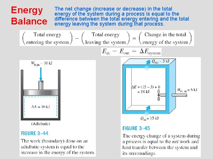 Energy Balance The net change (increase or decrease) in the total energy of the