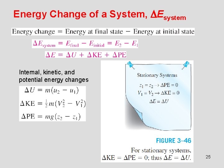 Energy Change of a System, Esystem Internal, kinetic, and potential energy changes 25 
