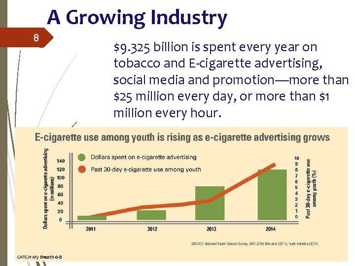 A Growing Industry 8 $9. 325 billion is spent every year on tobacco and