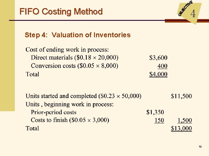 FIFO Costing Method 4 Step 4: Valuation of Inventories 19 