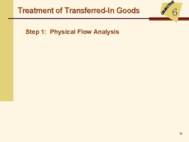 Treatment of Transferred-In Goods 6 Step 1: Physical Flow Analysis 32 