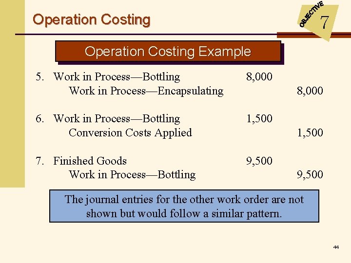 Operation Costing 7 Operation Costing Example 5. Work in Process—Bottling Work in Process—Encapsulating 8,