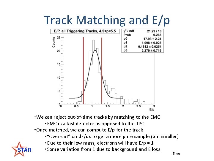 Track Matching and E/p • We can reject out-of-time tracks by matching to the