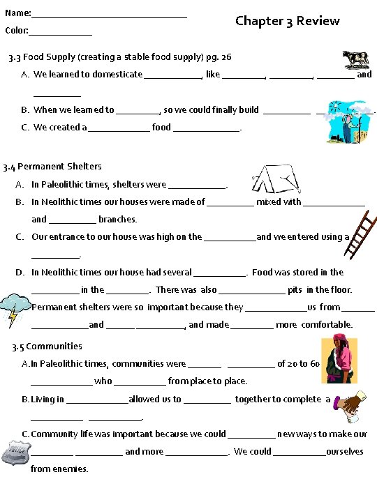 Name: ________________ Color: _______ Chapter 3 Review 3. 3 Food Supply (creating a stable