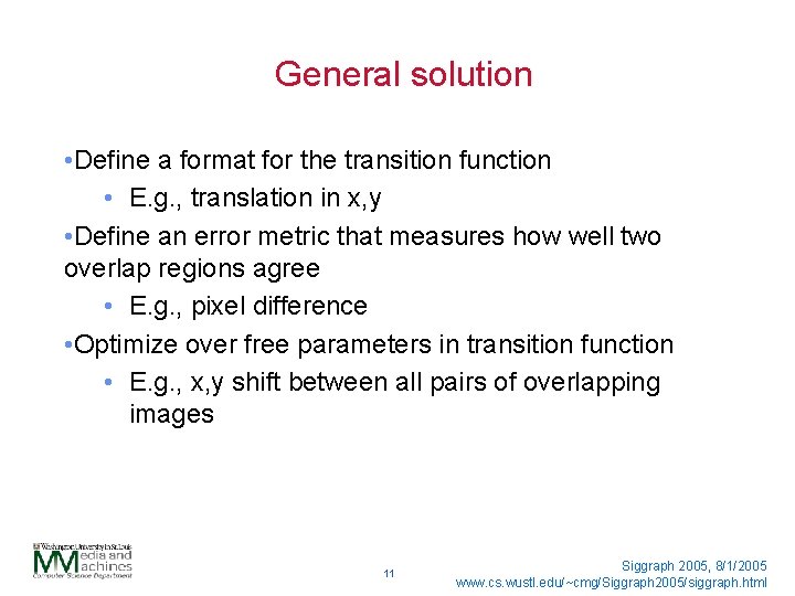 General solution • Define a format for the transition function • E. g. ,