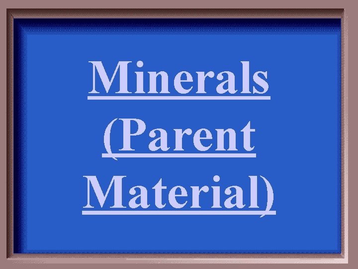 Minerals (Parent Material) 