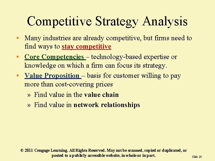 Competitive Strategy Analysis • Many industries are already competitive, but firms need to find Competitive Strategy Analysis • Many industries are already competitive, but firms need to find