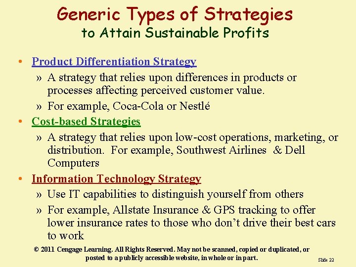 Generic Types of Strategies to Attain Sustainable Profits • Product Differentiation Strategy » A Generic Types of Strategies to Attain Sustainable Profits • Product Differentiation Strategy » A