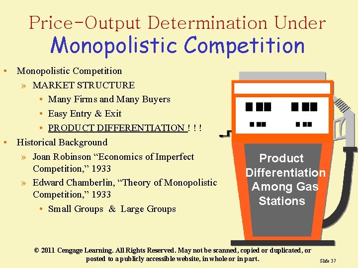 Price-Output Determination Under Monopolistic Competition • Monopolistic Competition » MARKET STRUCTURE • Many Firms Price-Output Determination Under Monopolistic Competition • Monopolistic Competition » MARKET STRUCTURE • Many Firms