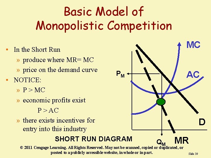Basic Model of Monopolistic Competition • In the Short Run » produce where MR= Basic Model of Monopolistic Competition • In the Short Run » produce where MR=