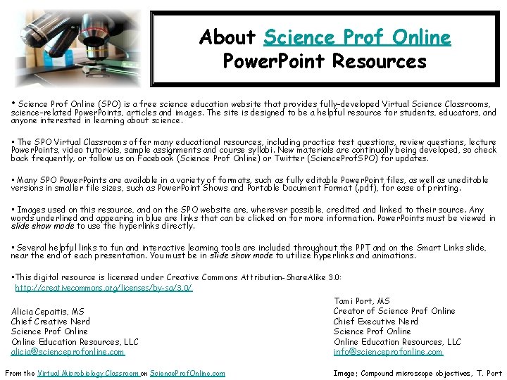 About Science Prof Online Power. Point Resources • Science Prof Online (SPO) is a
