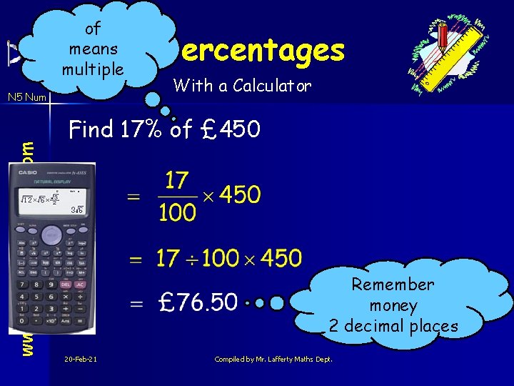 of means multiple www. mathsrevision. com N 5 Num Percentages With a Calculator Find
