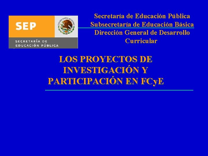 Secretaría de Educación Pública Subsecretaría de Educación Básica Dirección General de Desarrollo Curricular LOS