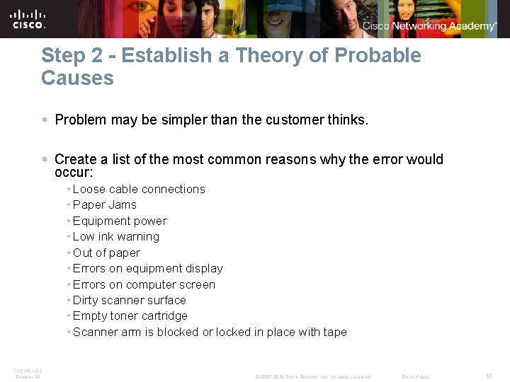 Step 2 - Establish a Theory of Probable Causes § Problem may be simpler Step 2 - Establish a Theory of Probable Causes § Problem may be simpler
