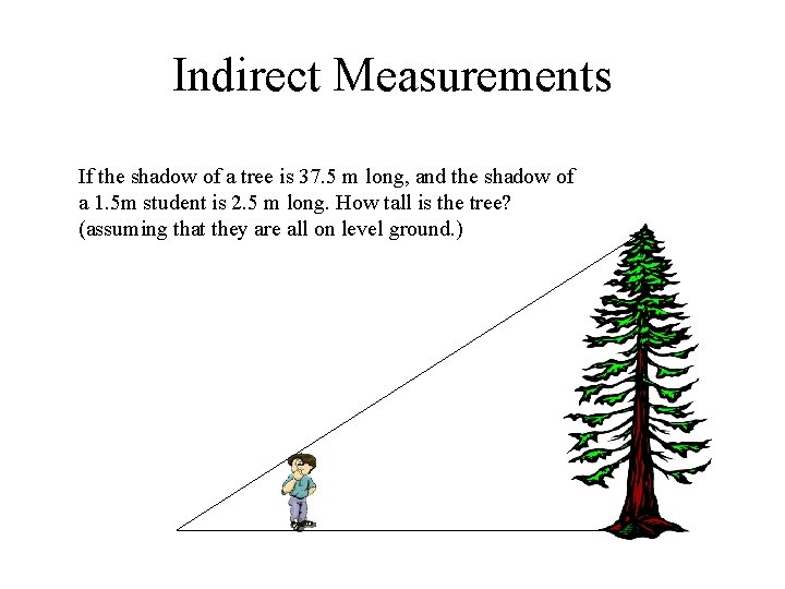 Indirect Measurements If the shadow of a tree is 37. 5 m long, and