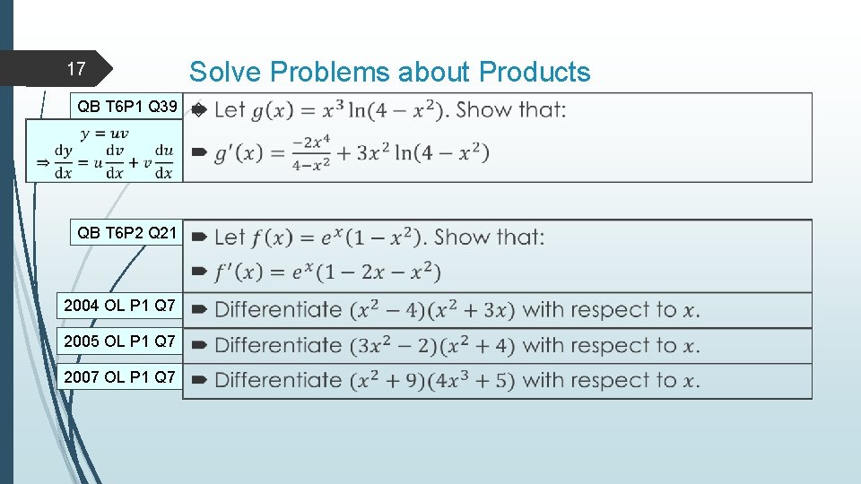 17 QB T 6 P 1 Q 39 Solve Problems about Products QB T