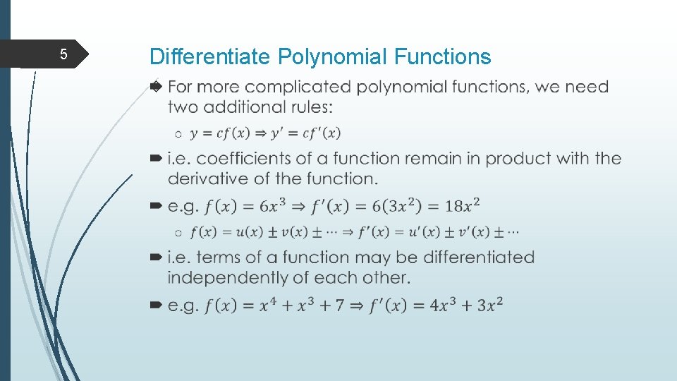 5 Differentiate Polynomial Functions 