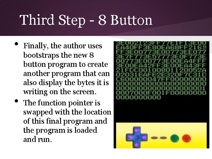 Third Step - 8 Button • • Finally, the author uses bootstraps the new