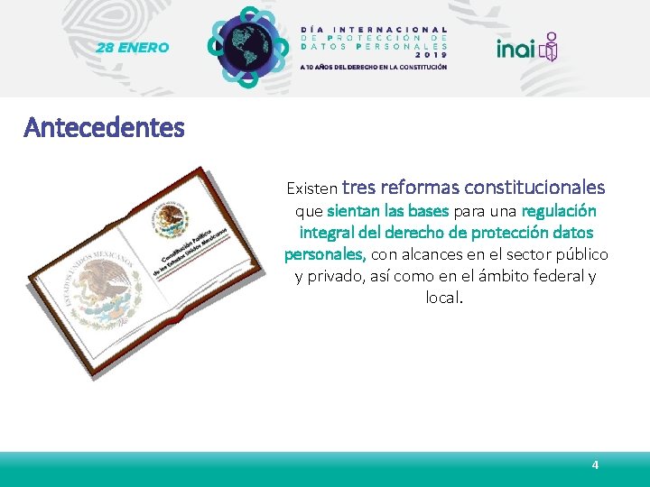 Antecedentes Existen tres reformas constitucionales que sientan las bases para una regulación integral derecho