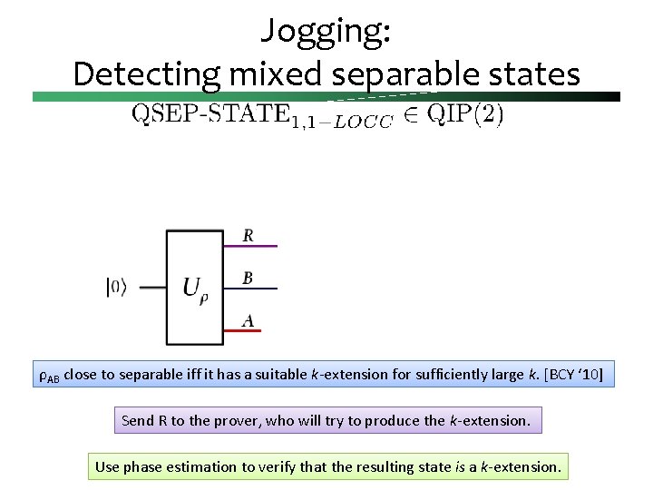 Jogging: Detecting mixed separable states ρAB close to separable iff it has a suitable