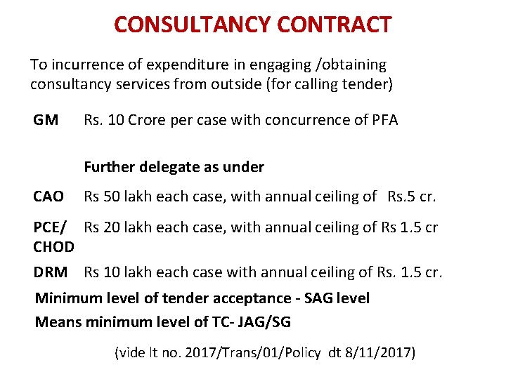 CONSULTANCY CONTRACT To incurrence of expenditure in engaging /obtaining consultancy services from outside (for