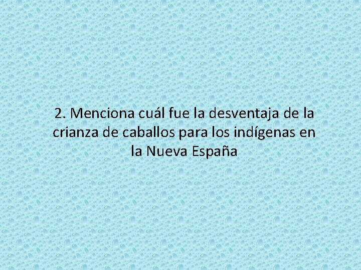 2. Menciona cuál fue la desventaja de la crianza de caballos para los indígenas