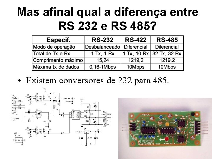 Mas afinal qual a diferença entre RS 232 e RS 485? • Existem conversores