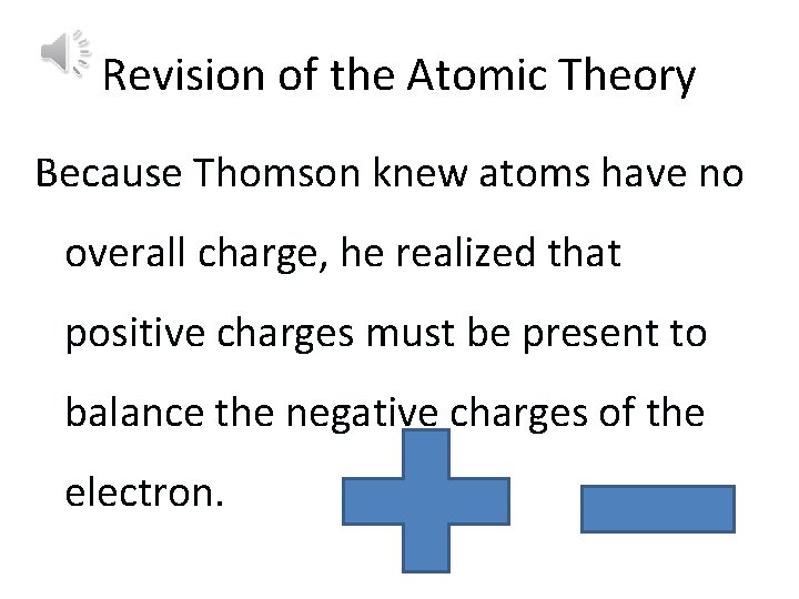 Revision of the Atomic Theory Because Thomson knew atoms have no overall charge, he