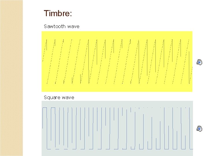 Timbre: Sawtooth wave Square wave 