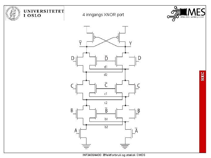 4 inngangs XNOR port 2008 INF 3400/4400 Effektforbruk og statisk CMOS 