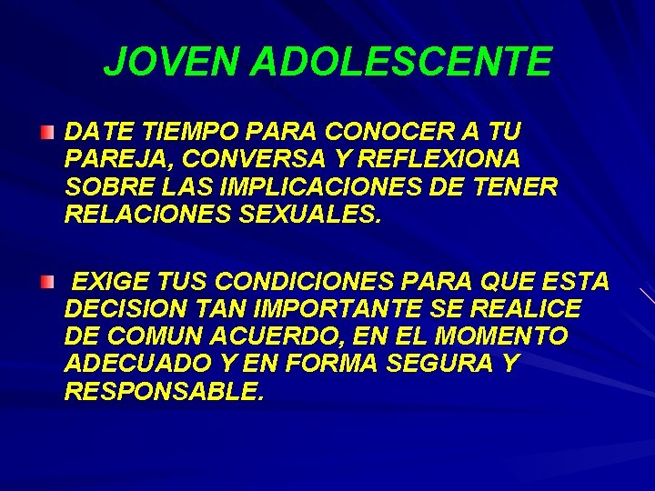 JOVEN ADOLESCENTE DATE TIEMPO PARA CONOCER A TU PAREJA, CONVERSA Y REFLEXIONA SOBRE LAS