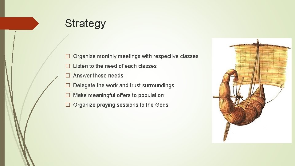 Strategy � Organize monthly meetings with respective classes � Listen to the need of