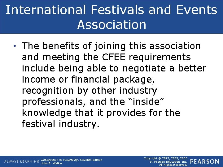 International Festivals and Events Association • The benefits of joining this association and meeting