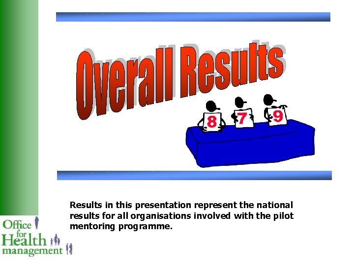 Results in this presentation represent the national results for all organisations involved with the