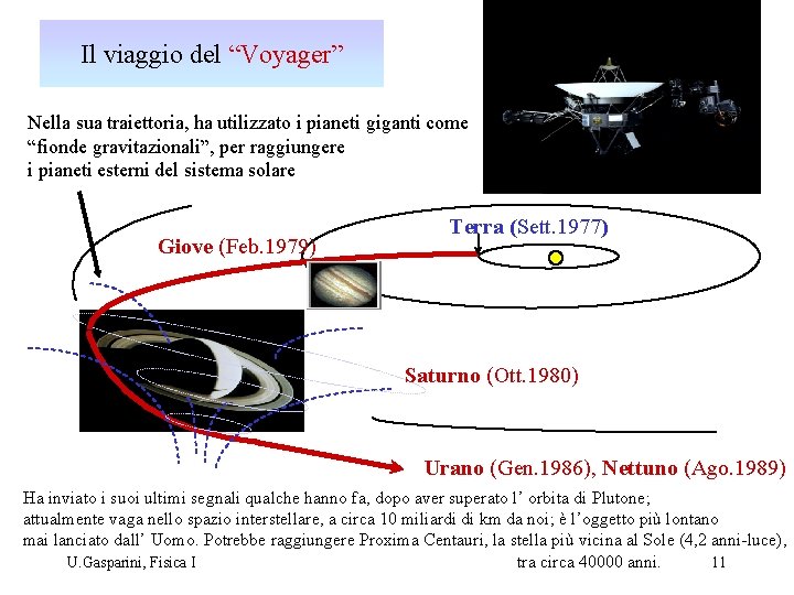 Il viaggio del “Voyager” Nella sua traiettoria, ha utilizzato i pianeti giganti come “fionde Il viaggio del “Voyager” Nella sua traiettoria, ha utilizzato i pianeti giganti come “fionde