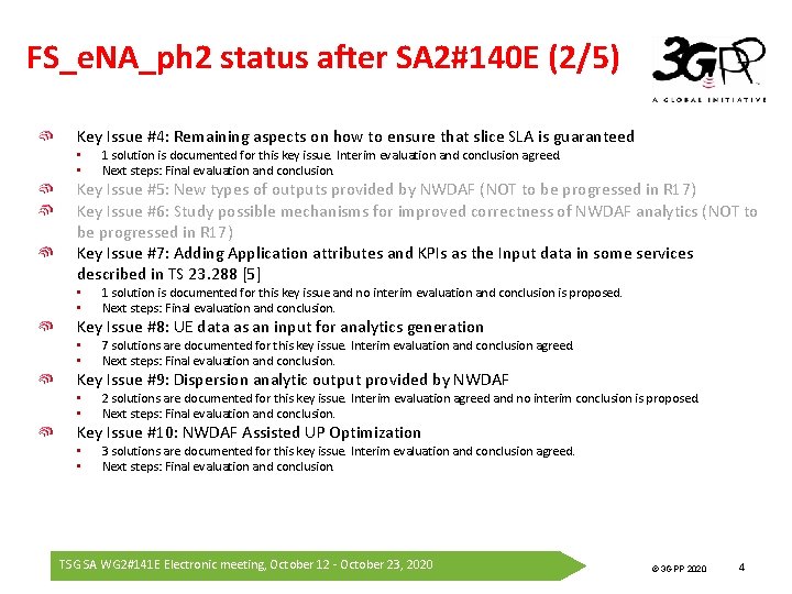 FS_e. NA_ph 2 status after SA 2#140 E (2/5) Key Issue #4: Remaining aspects