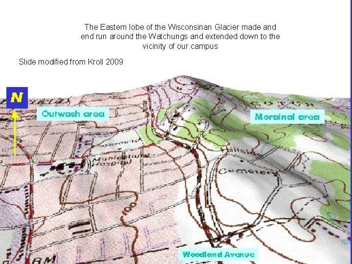 The Eastern lobe of the Wisconsinan Glacier made and end run around the Watchungs