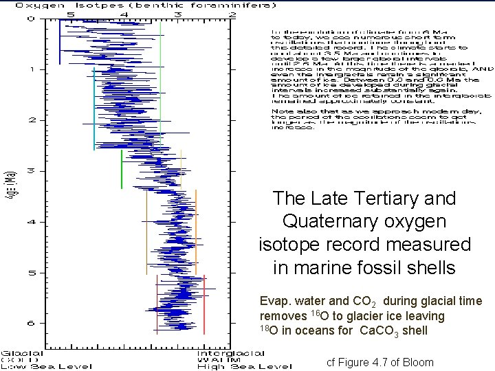 The Late Tertiary and Quaternary oxygen isotope record measured in marine fossil shells Evap.