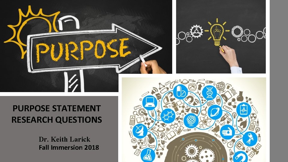 PURPOSE STATEMENT RESEARCH QUESTIONS Dr. Keith Larick Fall Immersion 2018 