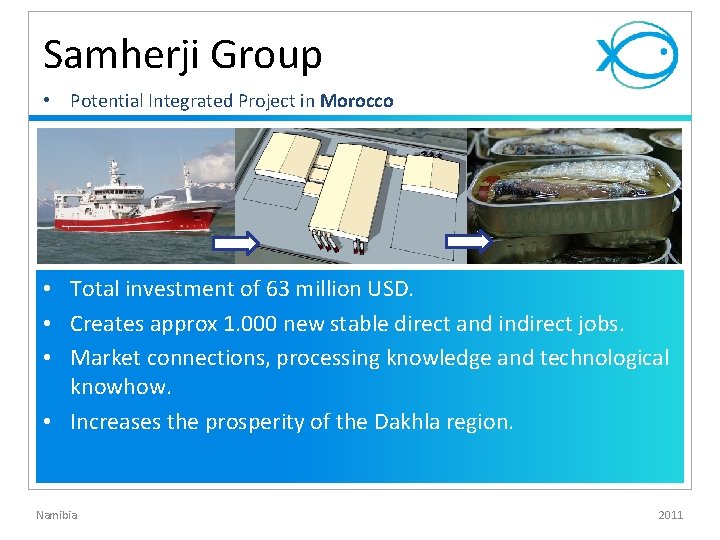 Samherji Group • Potential Integrated Project in Morocco • Total investment of 63 million Samherji Group • Potential Integrated Project in Morocco • Total investment of 63 million