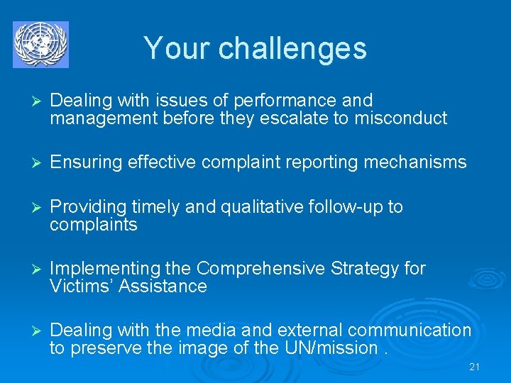 Your challenges Ø Dealing with issues of performance and management before they escalate to