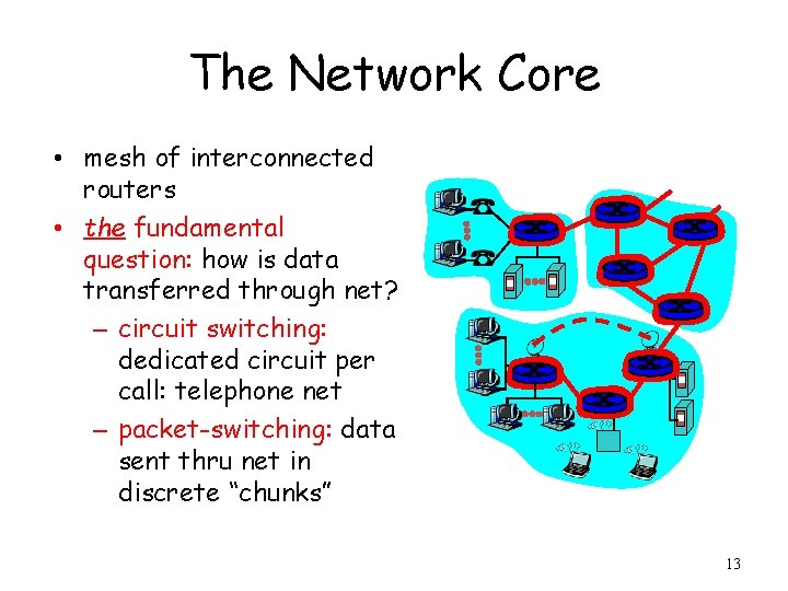 The Network Core • mesh of interconnected routers • the fundamental question: how is