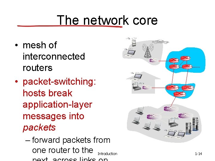 The network core • mesh of interconnected routers • packet-switching: hosts break application-layer messages