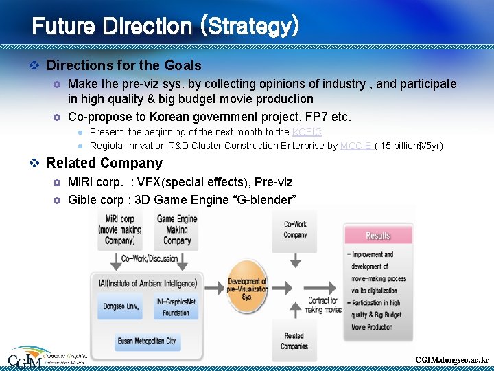 Future Direction (Strategy) v Directions for the Goals £ £ Make the pre-viz sys.