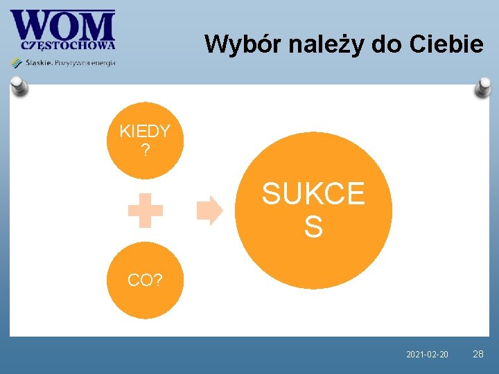 Wybór należy do Ciebie KIEDY ? SUKCE S CO? 2021 -02 -20 28 