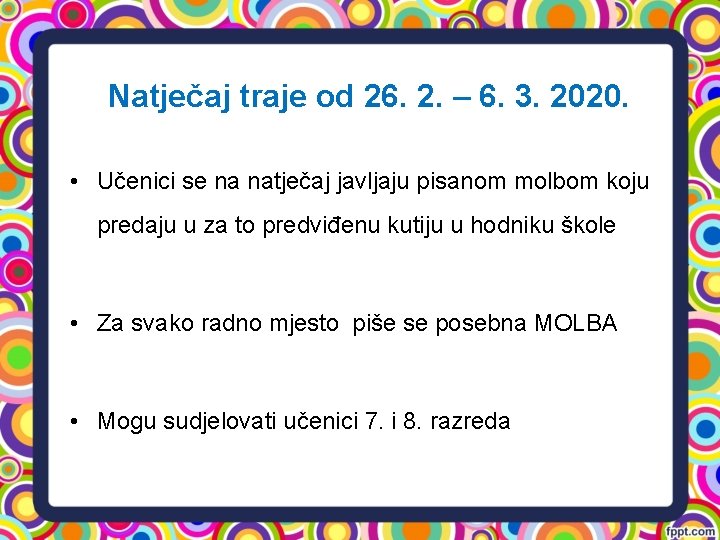 Natječaj traje od 26. 2. – 6. 3. 2020. • Učenici se na natječaj