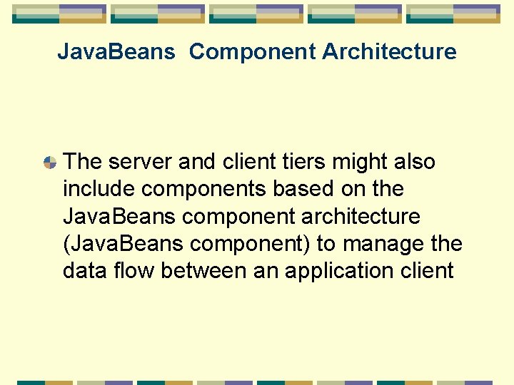 Java. Beans Component Architecture The server and client tiers might also include components based