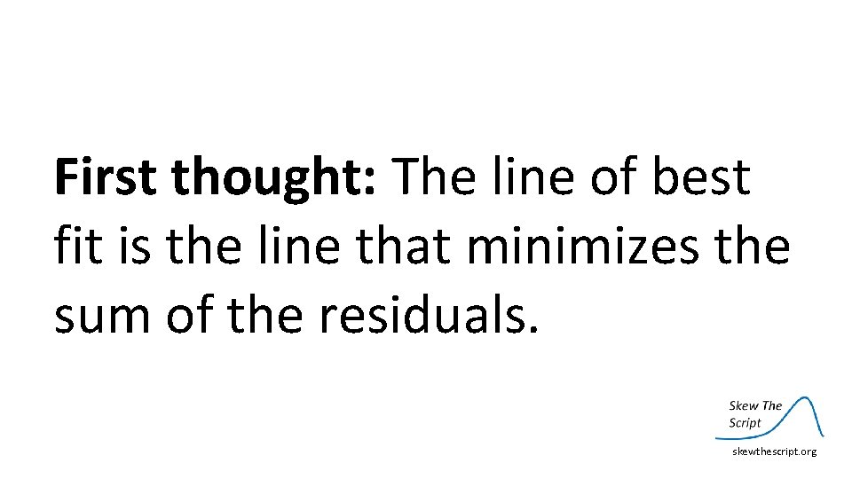 First thought: The line of best fit is the line that minimizes the sum