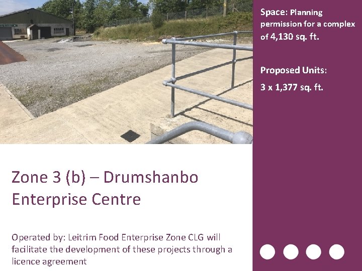 Space: Planning permission for a complex of 4, 130 sq. ft. Proposed Units: 3
